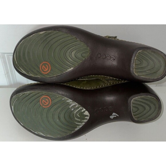 ECCO Women’s Floral Leather Mary Jane Clog size 38/7.5 Comfort Braided Strap - Picture 9 of 10